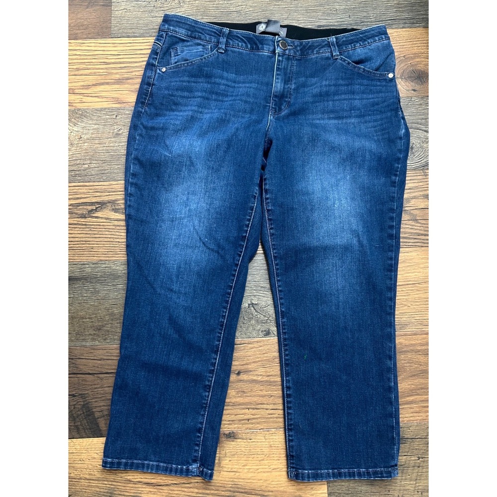 Democracy Ab Technology Blue Cropped Straight Leg Jeans Plus Size 16W